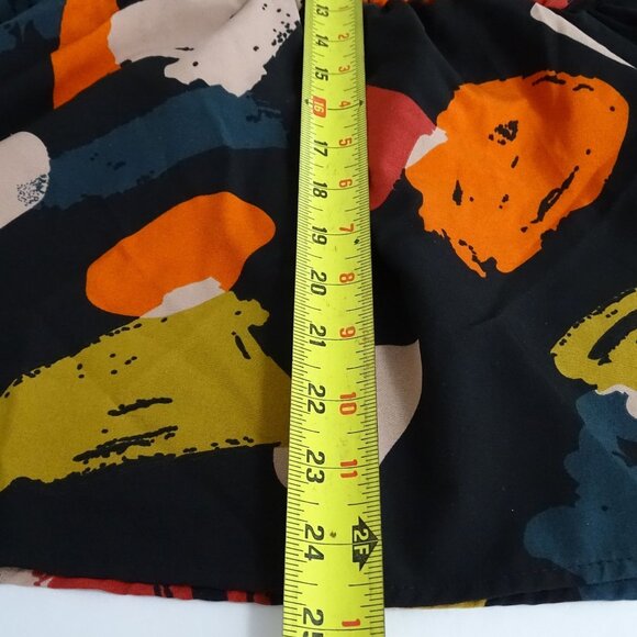 Shein Curve Women Size OXL 12 Black Abstract V-Neck Top Elastic Waist  Short Slv - Picture 8 of 10